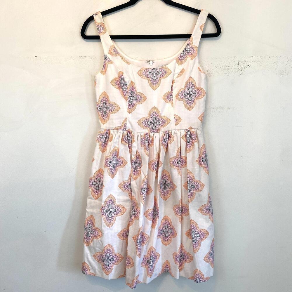 Blithe White Pink Pattern A-Line Mini Pleated Dre… - image 3